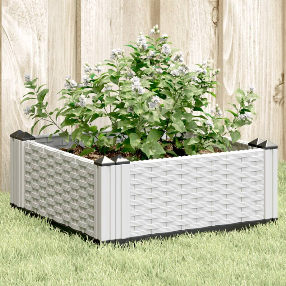 vidaXL Plantenbak met pinnen 42,5x42,5x28,5 cm polypropeen wit afbeelding 1