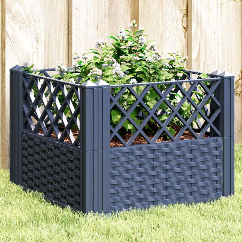 vidaXL Plantenbak met pinnen 43,5x43,5x43,5 cm polypropeen blauwgrijs afbeelding 1