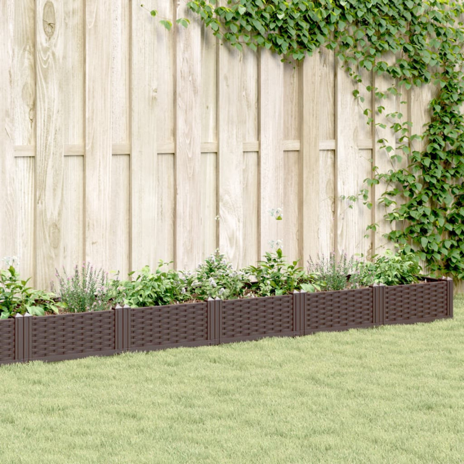vidaXL Plantenbak met pinnen 362,5x42,5x28,5 cm polypropeen bruin afbeelding 1