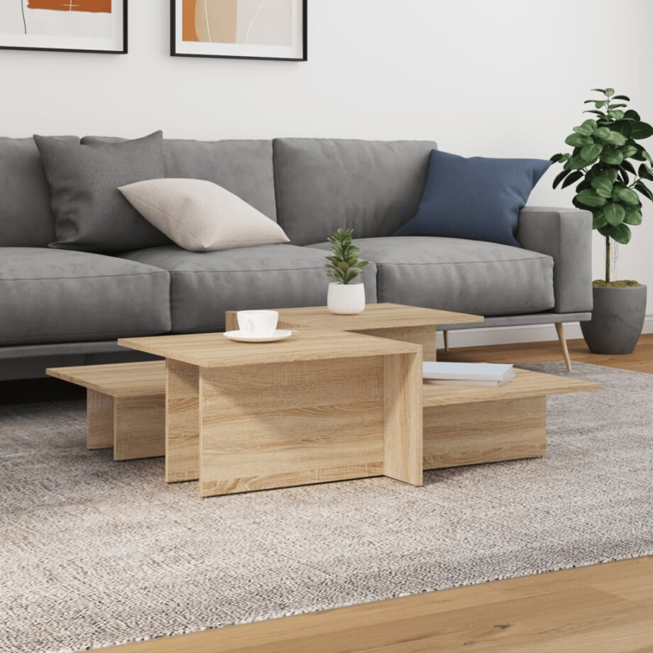 vidaXL Salontafels 2 st bewerkt hout sonoma eikenkleurig afbeelding 1