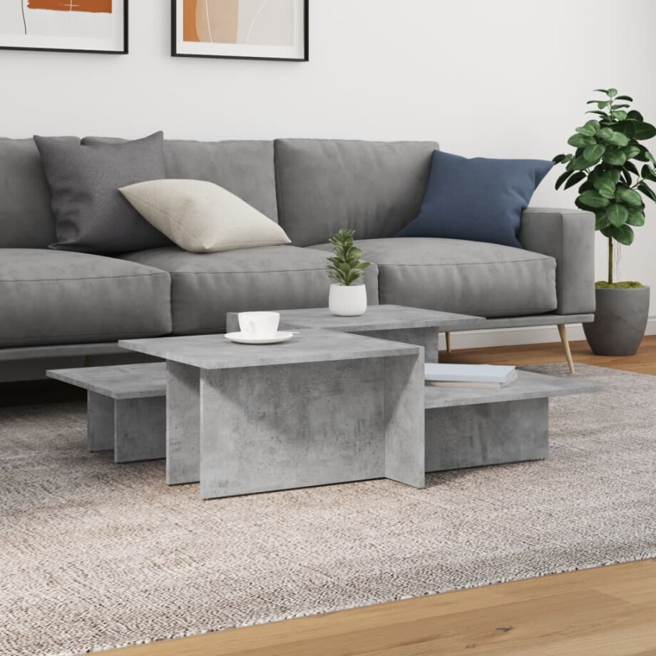 vidaXL Salontafels 2 st bewerkt hout betongrijs afbeelding 1