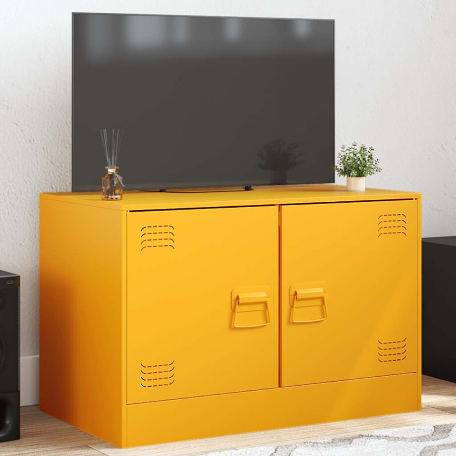 vidaXL Tv-meubel 67x39x44 cm staal mosterdgeel afbeelding 1
