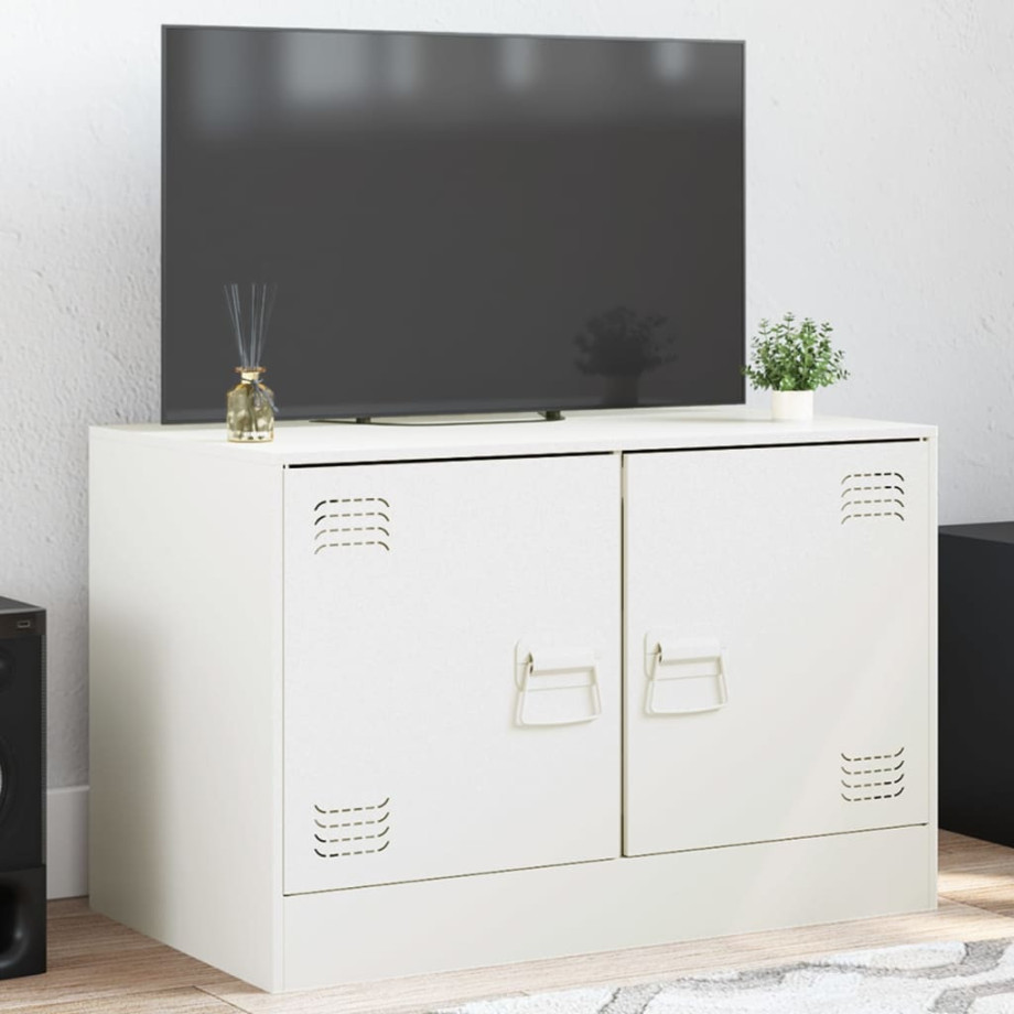 vidaXL Tv-meubel 67x39x44 cm staal wit afbeelding 1