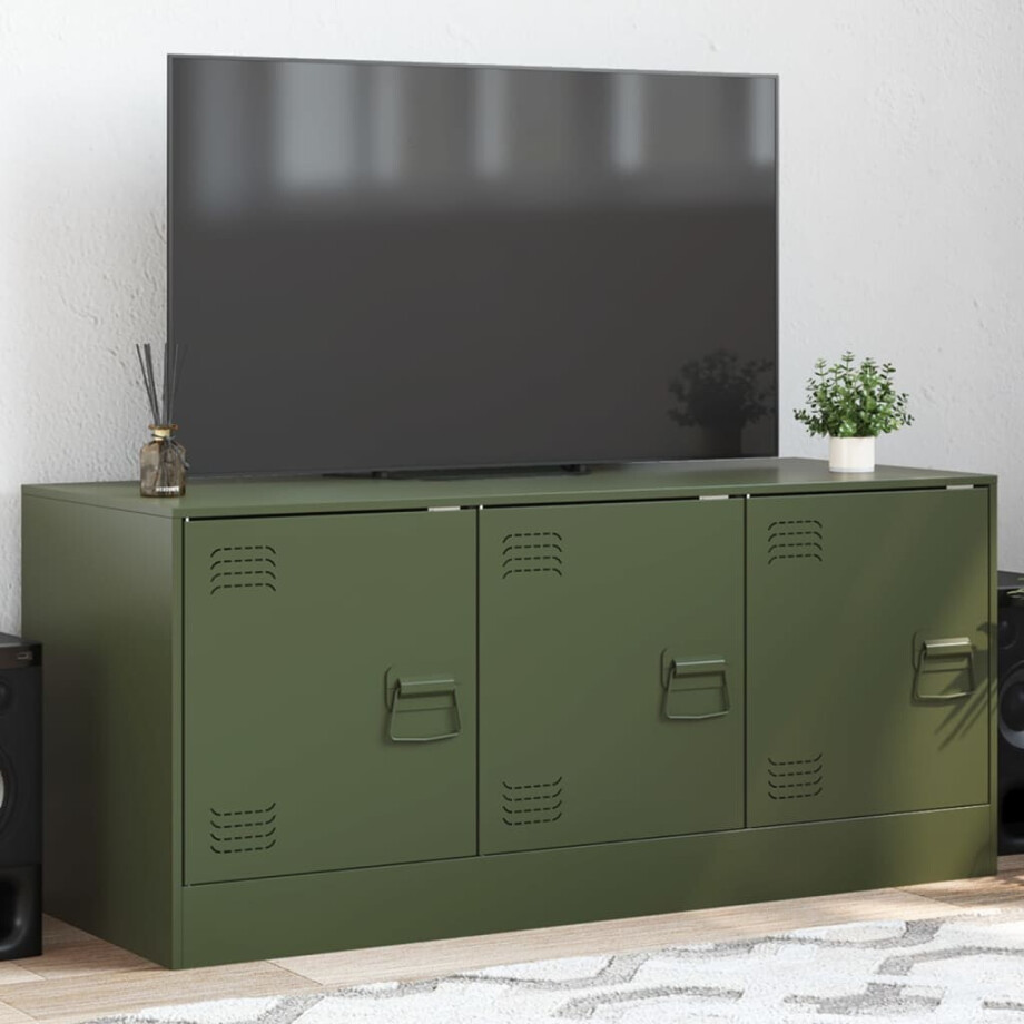 vidaXL Tv-meubel 99x39x44 cm staal olijfgroen vidaXL Tv-meubel 99x39x44 cm staal olijfgroen afbeelding 1