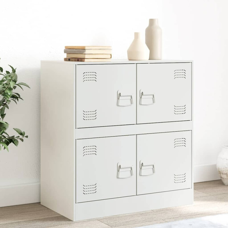 vidaXL Dressoir 67x39x73 cm staal wit afbeelding 1