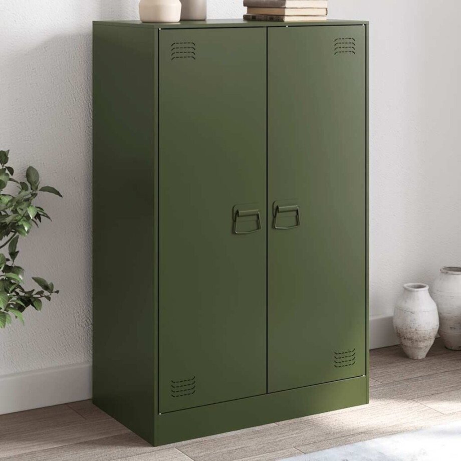 vidaXL Dressoir 67x39x107 cm staal olijfgroen vidaXL Dressoir 67x39x107 cm staal olijfgroen afbeelding 1