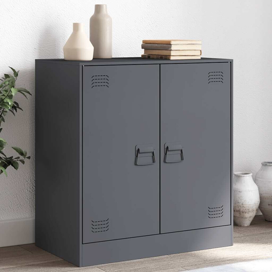 vidaXL Dressoir 67x39x73 cm staal antracietkleurig afbeelding 1