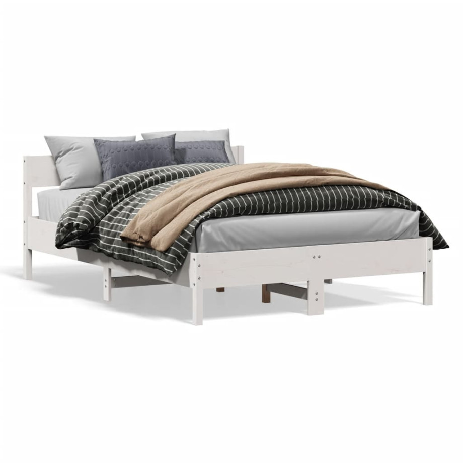 vidaXL Bedframe zonder matras massief grenenhout wit 150x200 cm vidaXL Bedframe zonder matras massief grenenhout wit 150x200 cm afbeelding 1