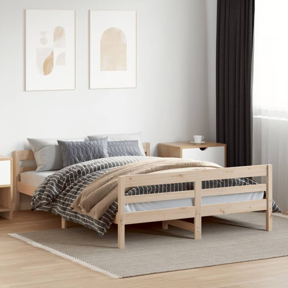 vidaXL Bedframe zonder matras massief grenenhout 140x200 cm afbeelding 1