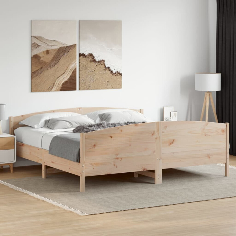 vidaXL Bedframe zonder matras massief grenenhout 200x200 cm afbeelding 1