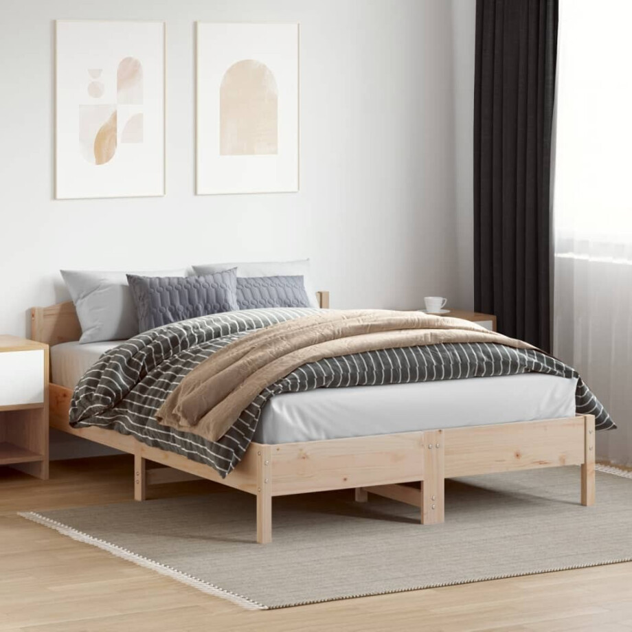 vidaXL Bedframe zonder matras massief grenenhout 150x200 cm afbeelding 1