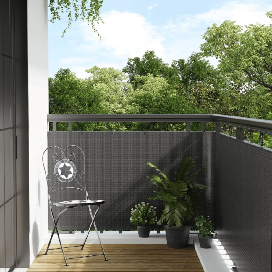 vidaXL Balkonscherm 300x100 cm poly rattan antracietkleurig vidaXL Balkonscherm 300x100 cm poly rattan antracietkleurig afbeelding 1
