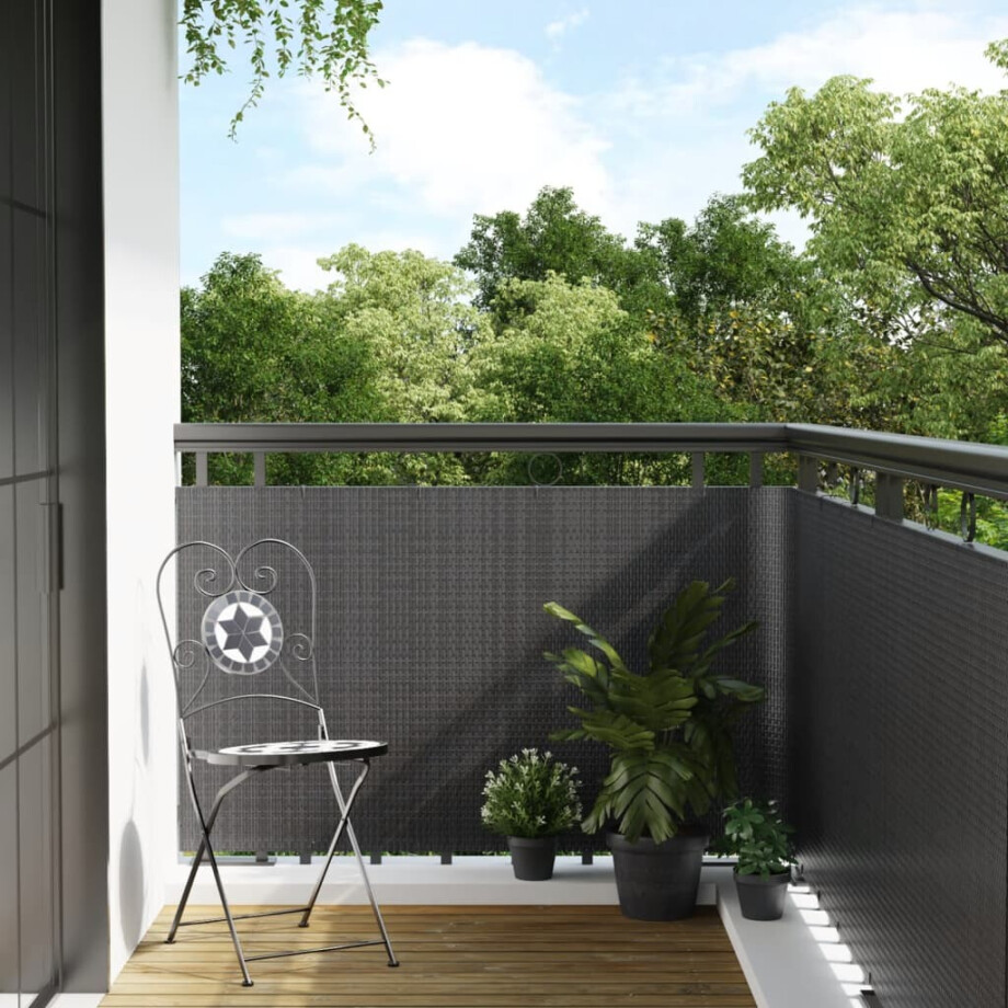 vidaXL Balkonscherm 600x90 cm poly rattan antracietkleurig vidaXL Balkonscherm 600x90 cm poly rattan antracietkleurig afbeelding 1