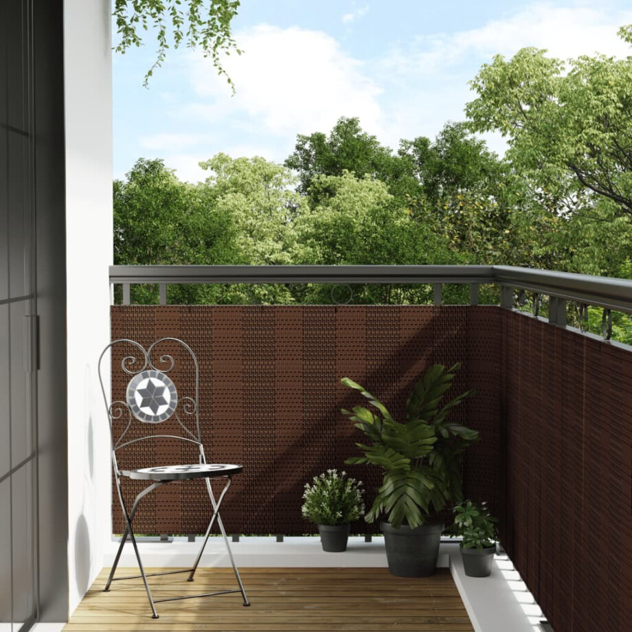 vidaXL Balkonscherm 1000x90 cm poly rattan bruin en zwart afbeelding 1
