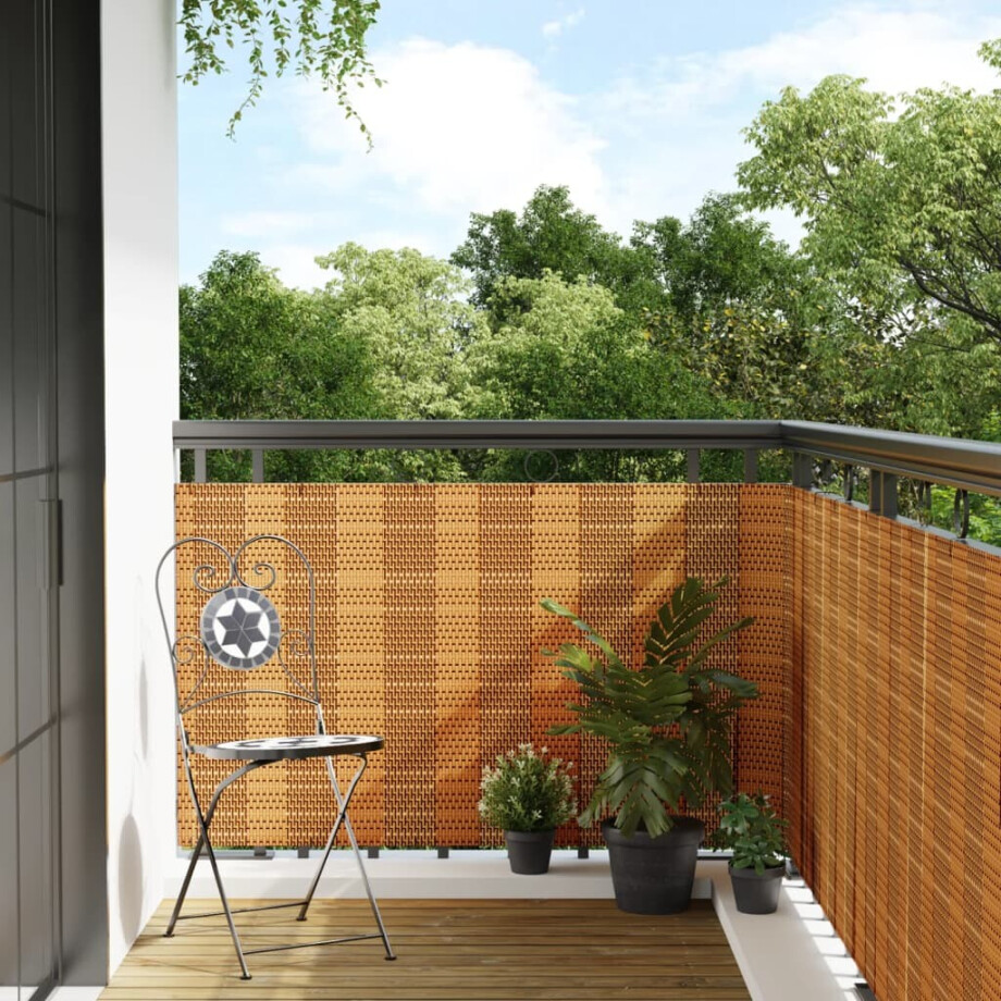 vidaXL Balkonscherm 300x100 cm poly rattan lichtbruin vidaXL Balkonscherm 300x100 cm poly rattan lichtbruin afbeelding 1