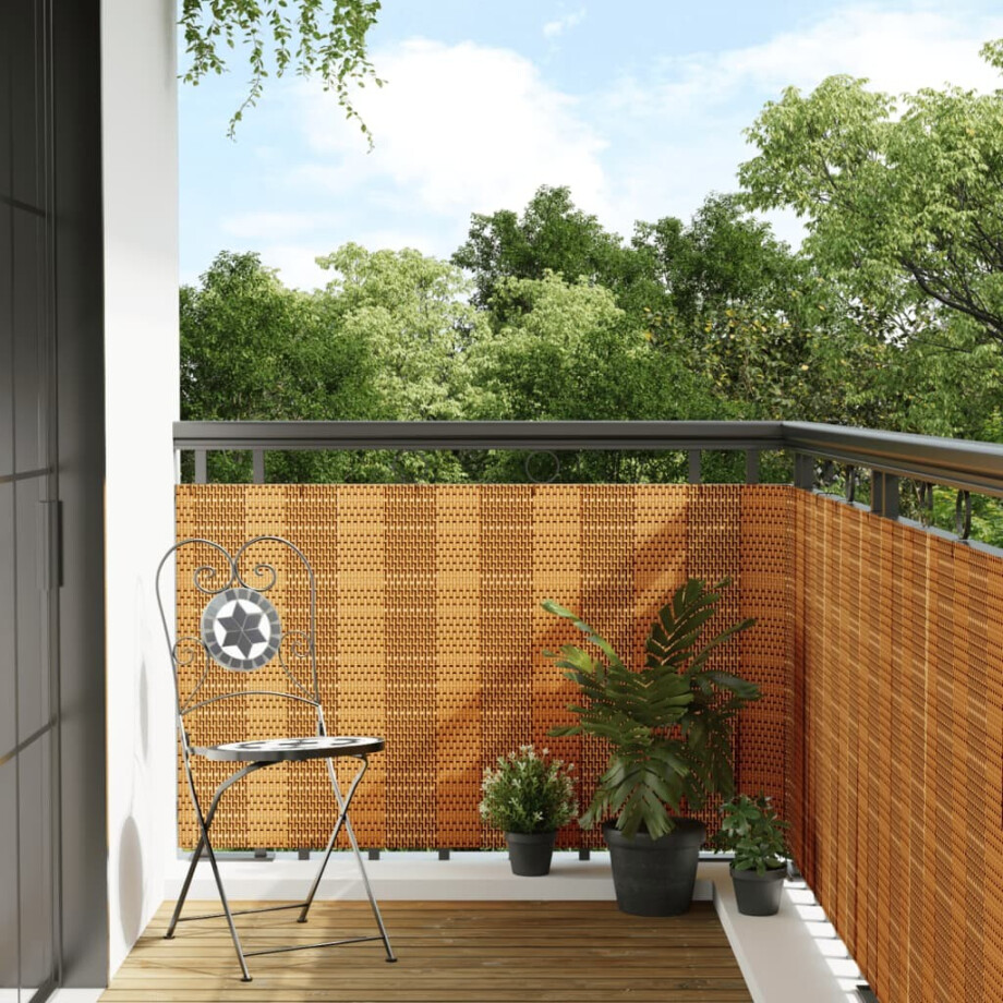 vidaXL Balkonscherm 1000x80 cm poly rattan lichtbruin afbeelding 1