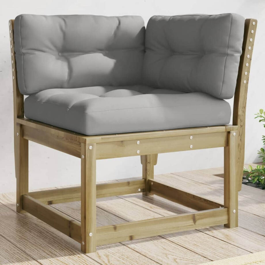 vidaXL Tuinhoekbank met kussens 73x73x78 cm geïmpregneerd grenenhout afbeelding 1