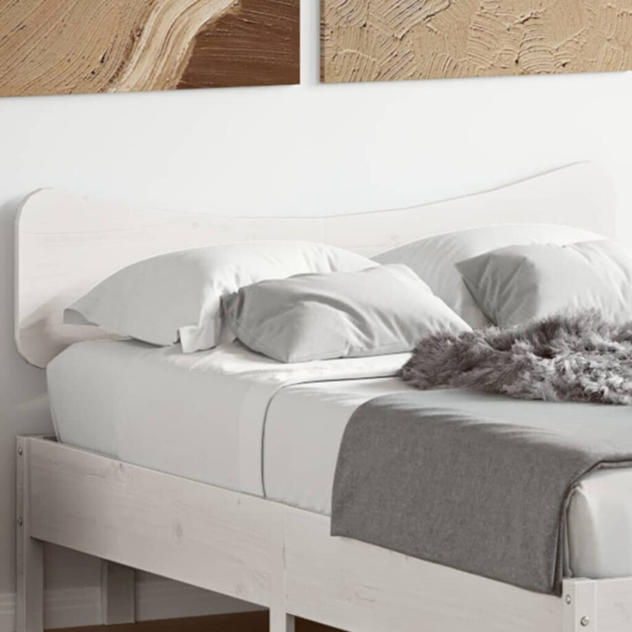 vidaXL Hoofdbord 135 cm massief grenenhout wit afbeelding 1