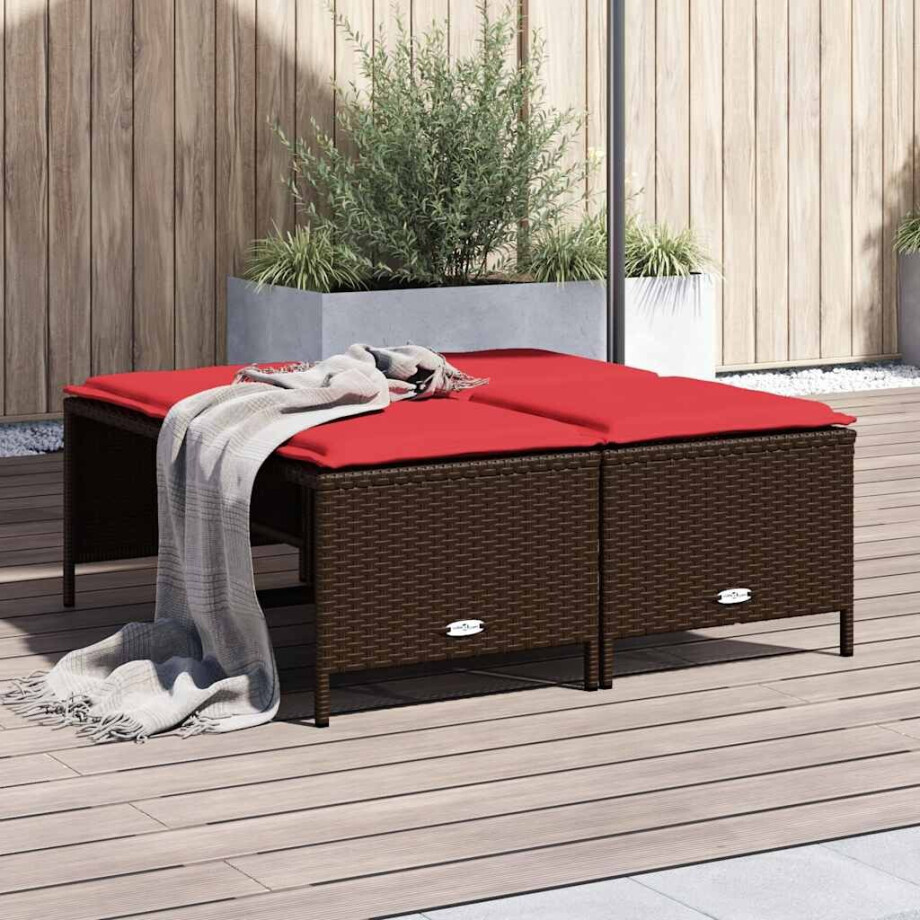 vidaXL Tuinstoelen met kussens 4 stuks Bruin Poly Rotan vidaXL Tuinstoelen met kussens 4 stuks Bruin Poly Rotan afbeelding 1