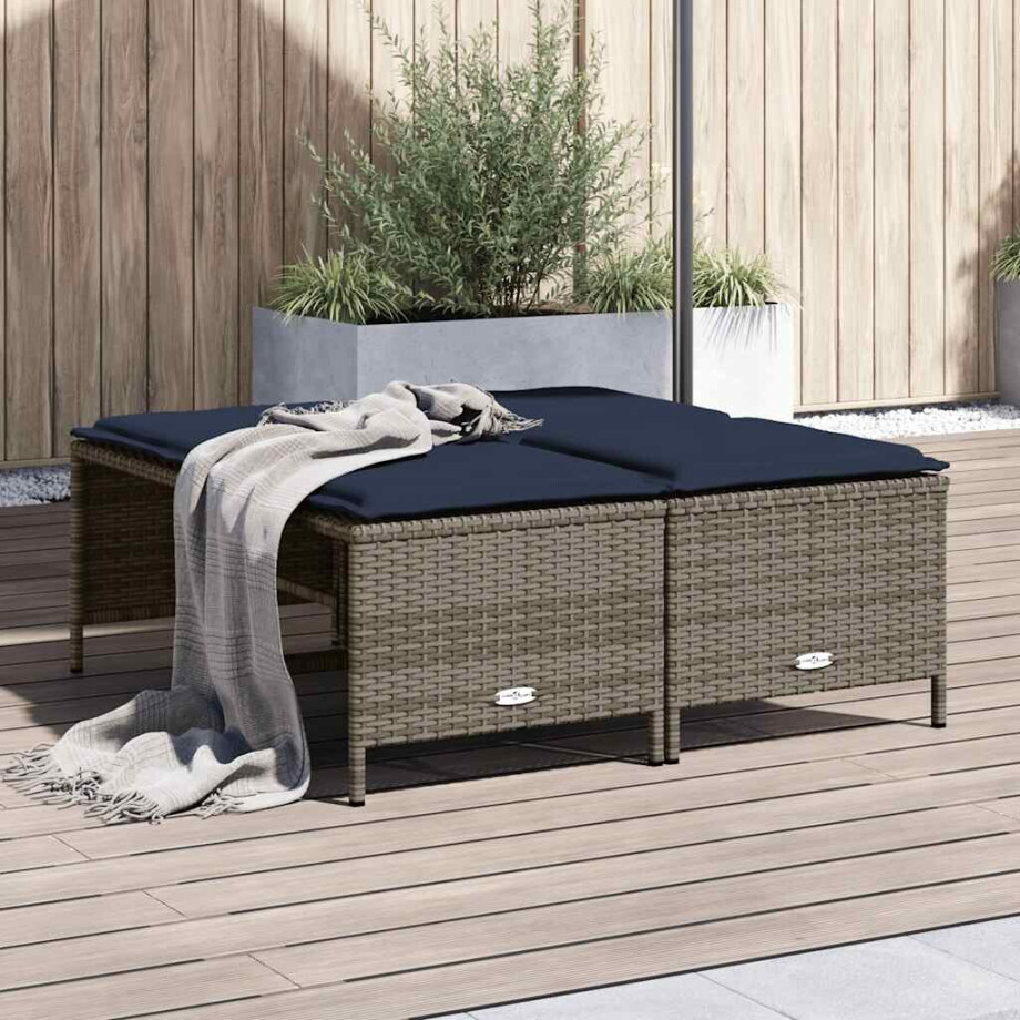 vidaXL Tuinstoelen met kussens 4 stuks grijs polyrotan vidaXL Tuinstoelen met kussens 4 stuks grijs polyrotan afbeelding 1