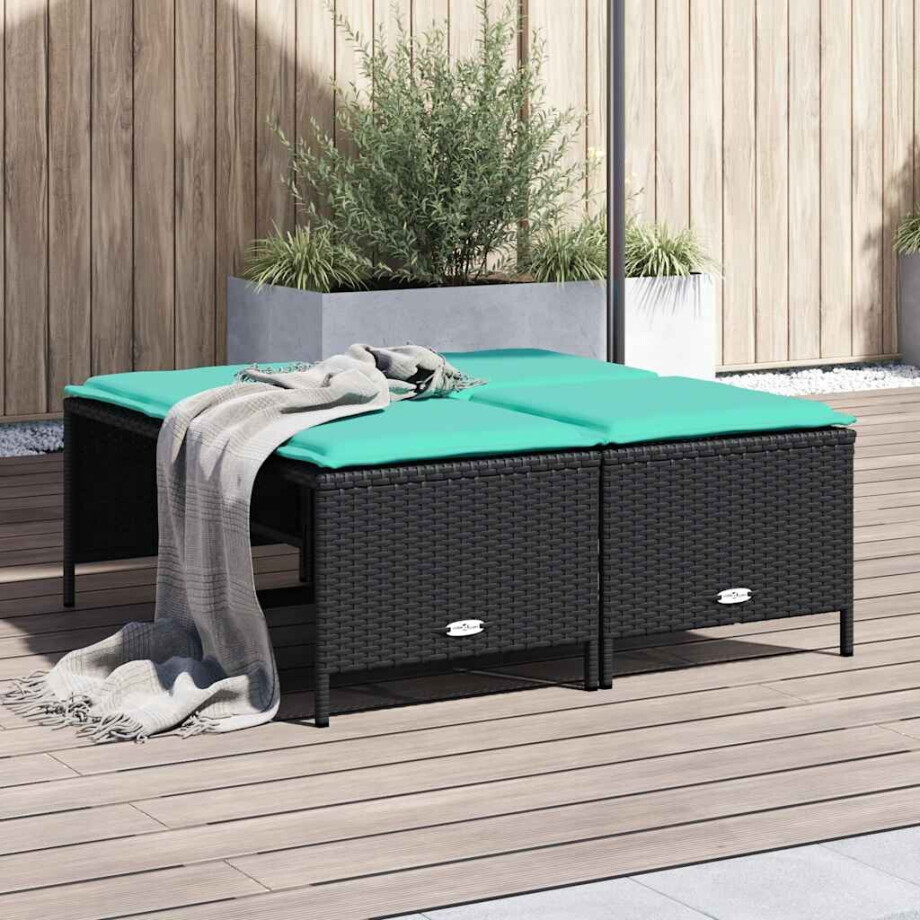 vidaXL Tuinstoelen met kussens 4 stuks zwart polyrotan vidaXL Tuinstoelen met kussens 4 stuks zwart polyrotan afbeelding 1