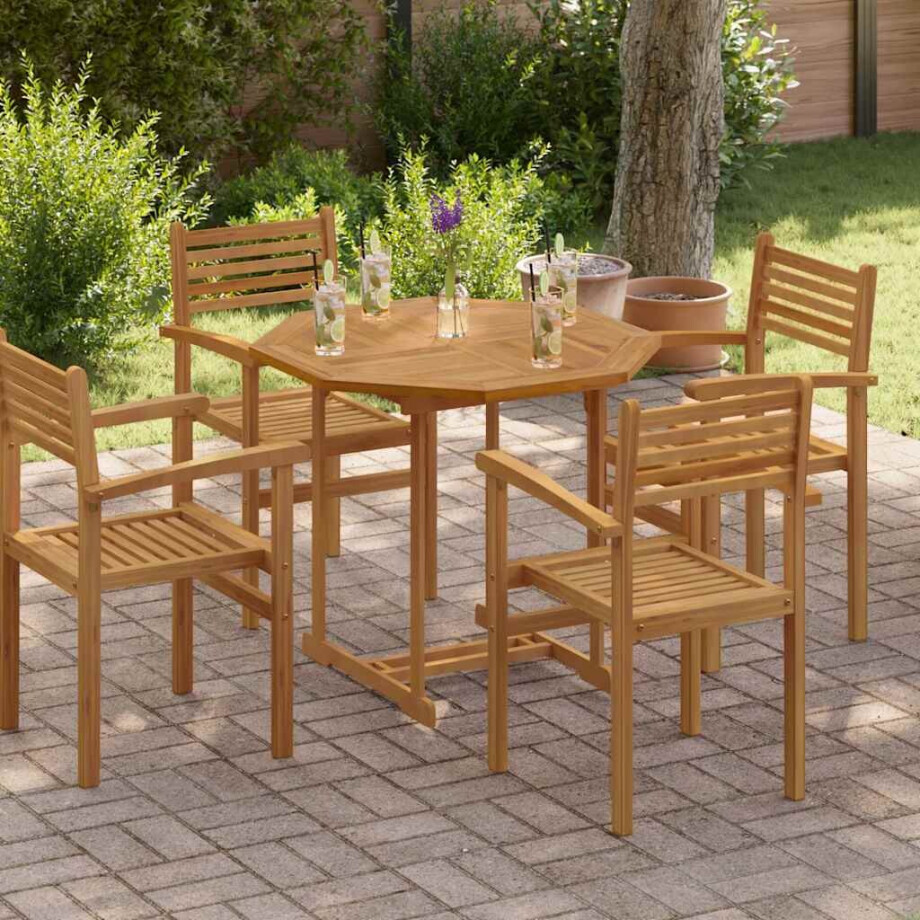 vidaXL Tafelblad achthoekig 90x90x2,5 cm massief teakhout afbeelding 1