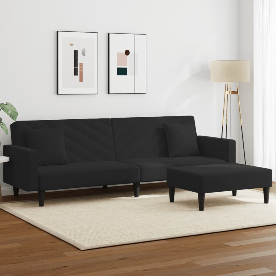 vidaXL 2-delige Loungeset met kussens fluweel zwart vidaXL 2-delige Loungeset met kussens fluweel zwart afbeelding 1