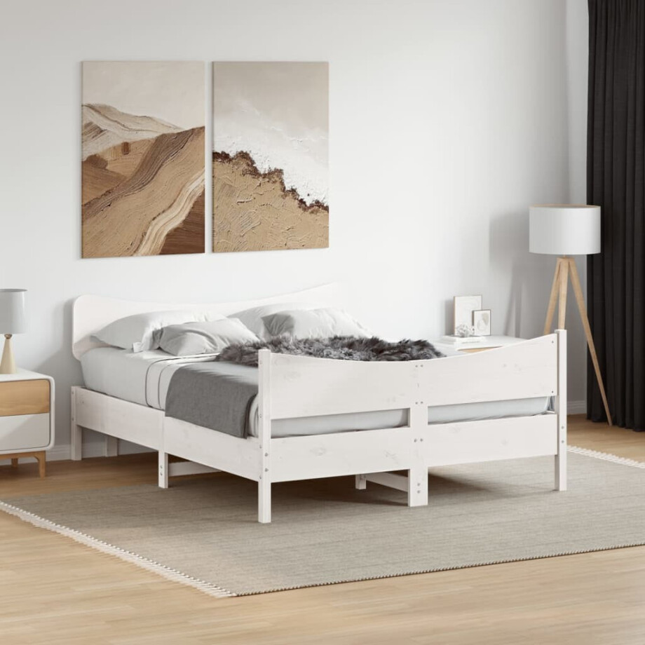 vidaXL Bedframe zonder matras massief grenenhout wit 160x200 cm vidaXL Bedframe zonder matras massief grenenhout wit 160x200 cm afbeelding 1