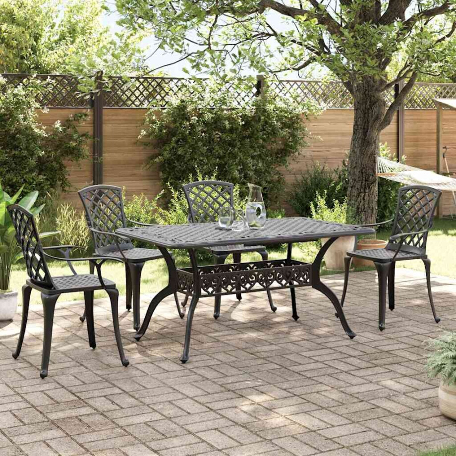 vidaXL 5-delige Tuinset gietaluminium zwart afbeelding 1