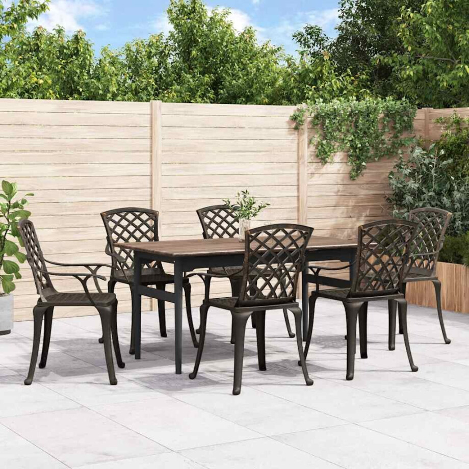 vidaXL Tuinstoelen 6 st gietaluminium bronskleurig vidaXL Tuinstoelen 6 st gietaluminium bronskleurig afbeelding 1