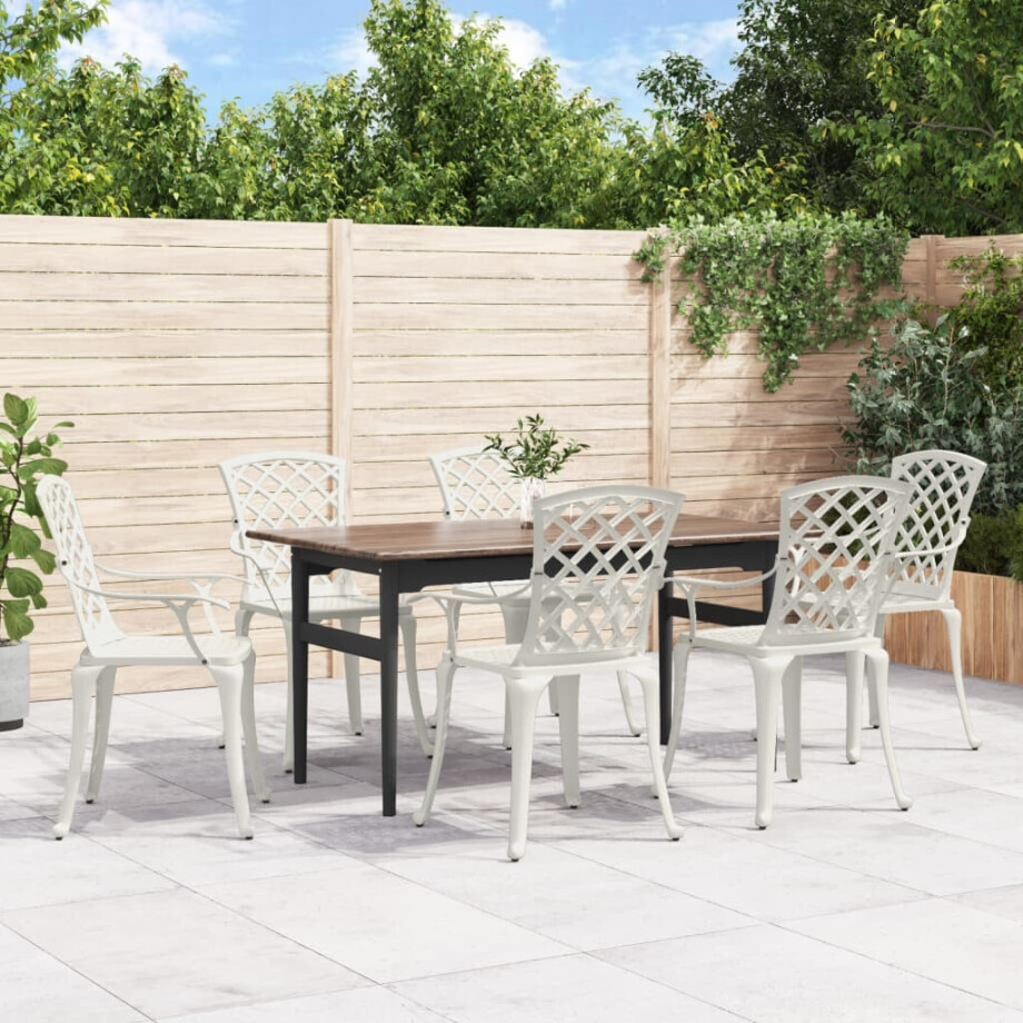vidaXL Tuinstoelen 6 st gietaluminium wit vidaXL Tuinstoelen 6 st gietaluminium wit afbeelding 1