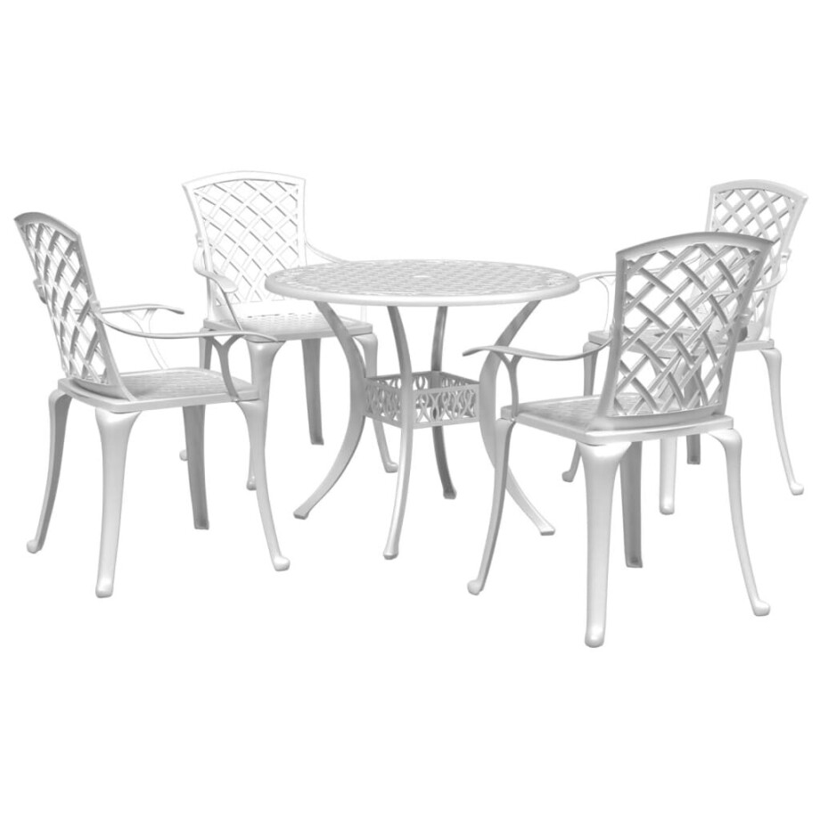 vidaXL 5-delige Tuinset gietaluminium wit vidaXL 5-delige Tuinset gietaluminium wit afbeelding 1