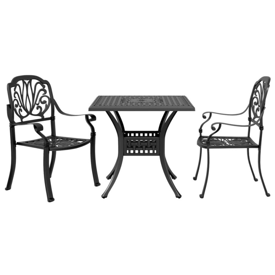 vidaXL 3-delige Bistroset gietaluminium zwart vidaXL 3-delige Bistroset gietaluminium zwart afbeelding 1