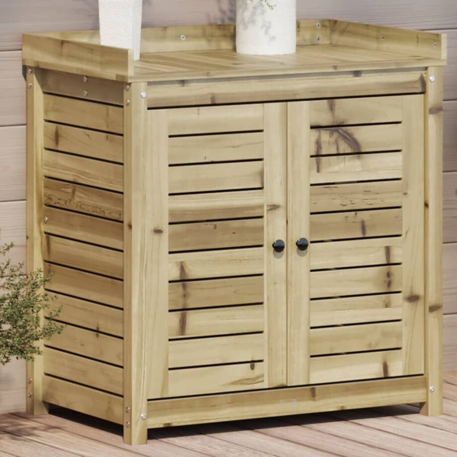 vidaXL Oppottafel met schappen 82,5x50x86,5 cm geïmpregneerd hout afbeelding 1