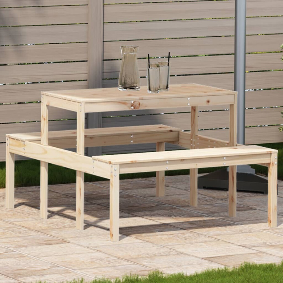 vidaXL Picknicktafel 110x134x75 cm massief grenenhout afbeelding 1