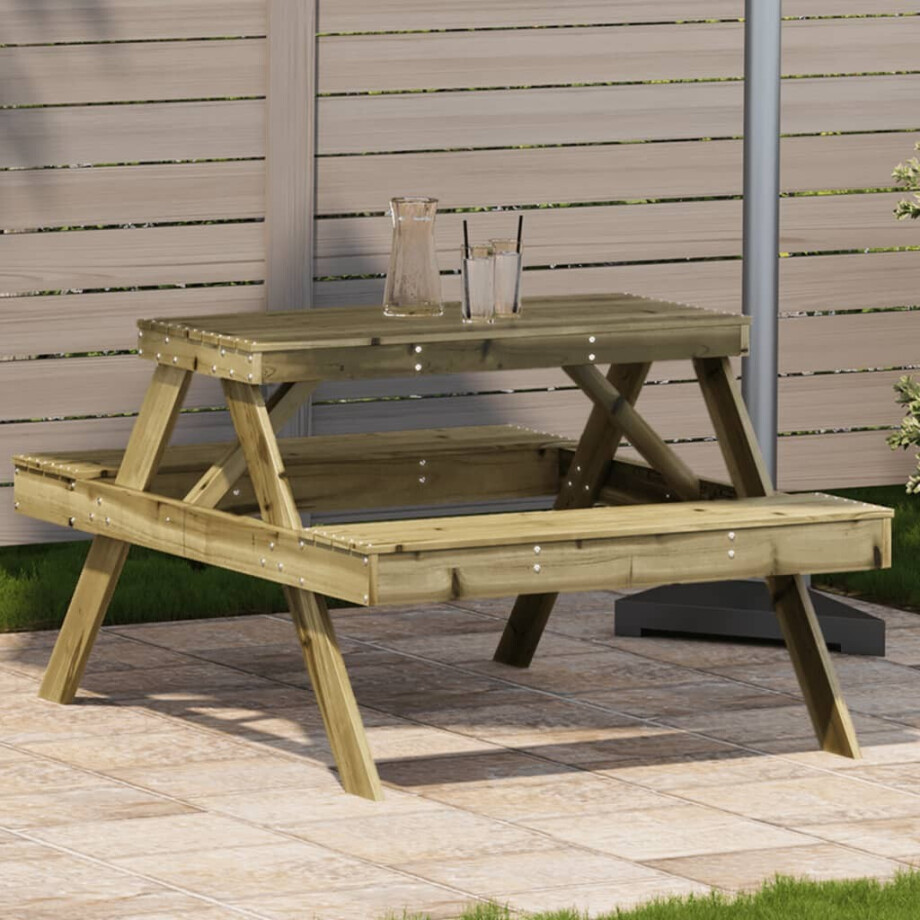 vidaXL Picknicktafel 105x134x75 cm geïmpregneerd grenenhout afbeelding 1