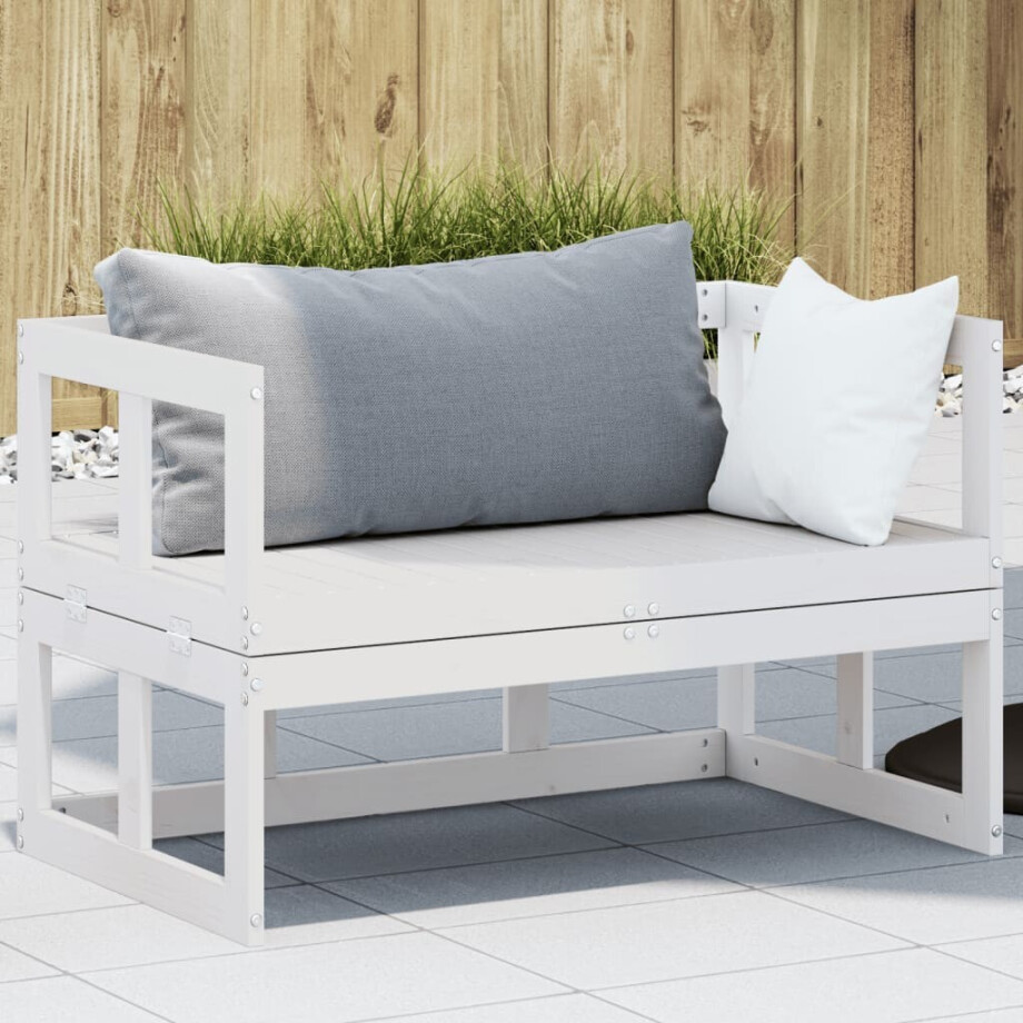 vidaXL Tuinbank verlengbaar massief grenenhout wit vidaXL Tuinbank verlengbaar massief grenenhout wit afbeelding 1