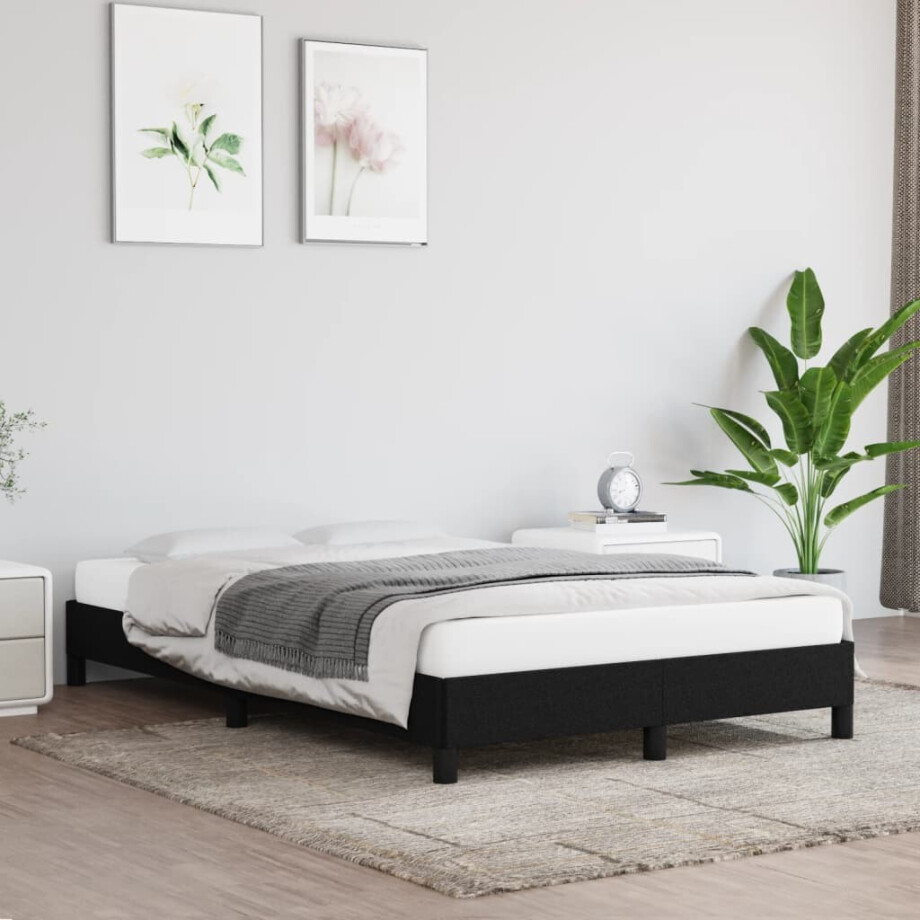 vidaXL Bedframe zonder matras 120x190 cm stof zwart vidaXL Bedframe zonder matras 120x190 cm stof zwart afbeelding 1