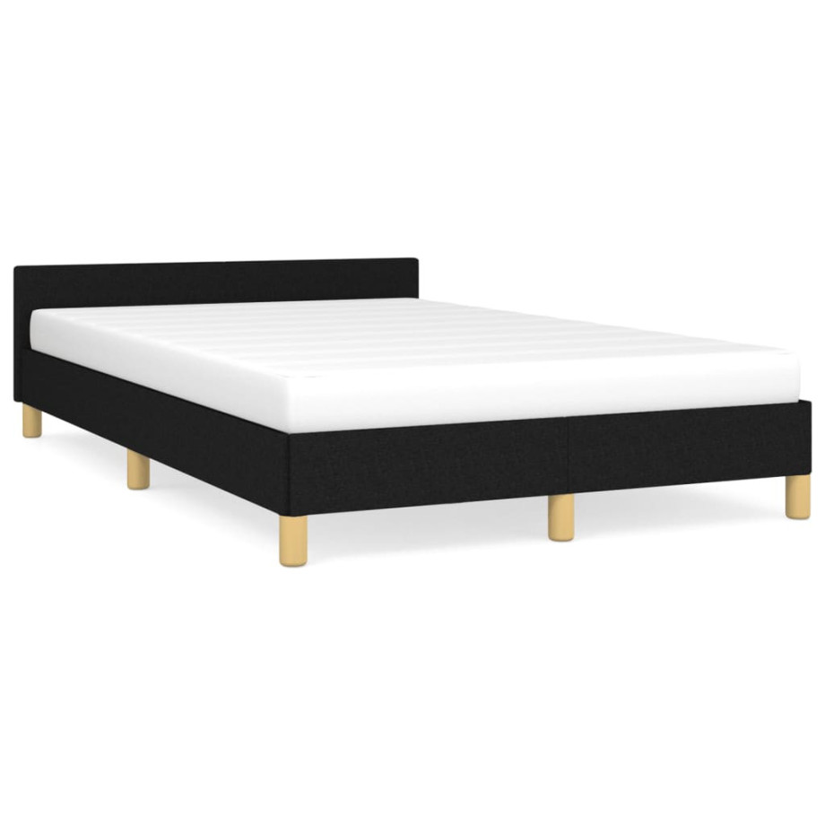 vidaXL Bedframe met hoofdbord stof zwart 120x190 cm afbeelding 1