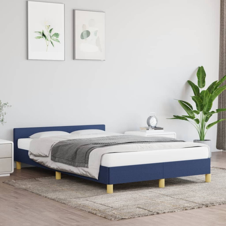 vidaXL Bedframe zonder matras 120x190 cm stof blauw afbeelding 1