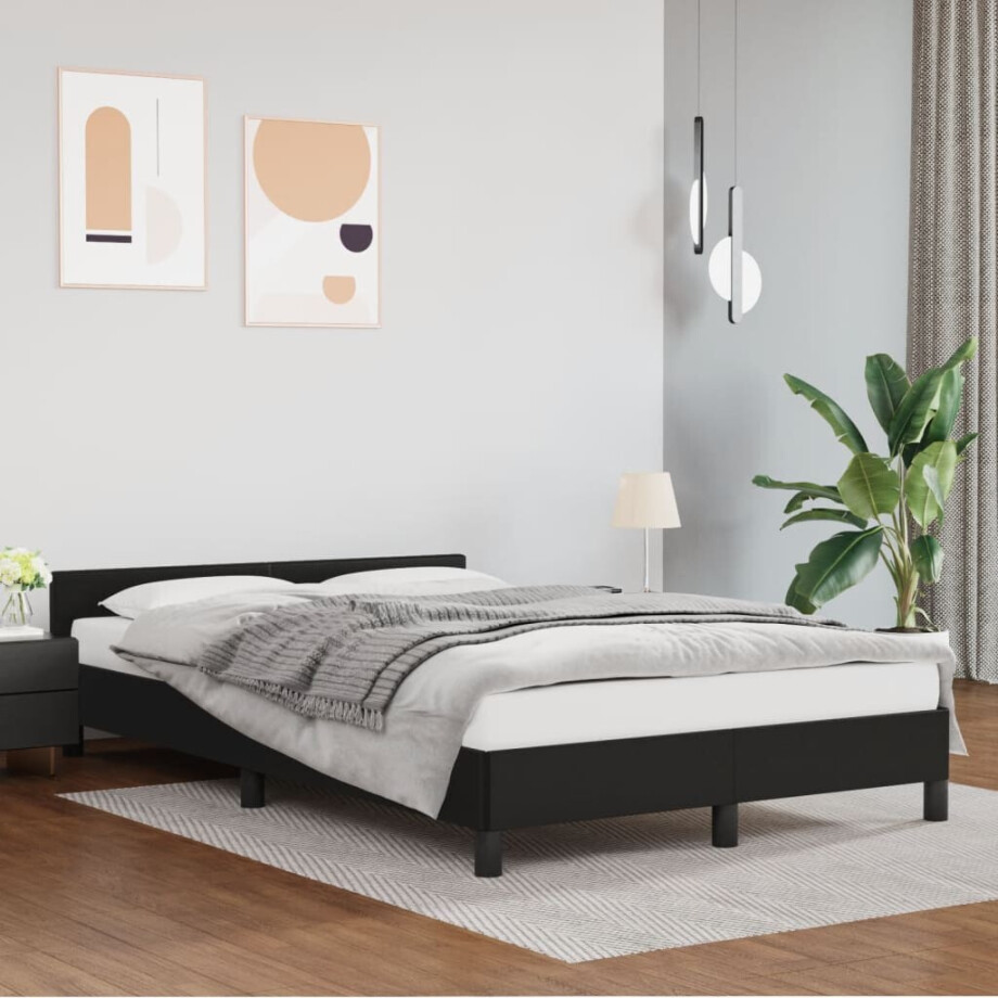 vidaXL Bedframe zonder matras 120x190 cm kunstleer zwart afbeelding 1