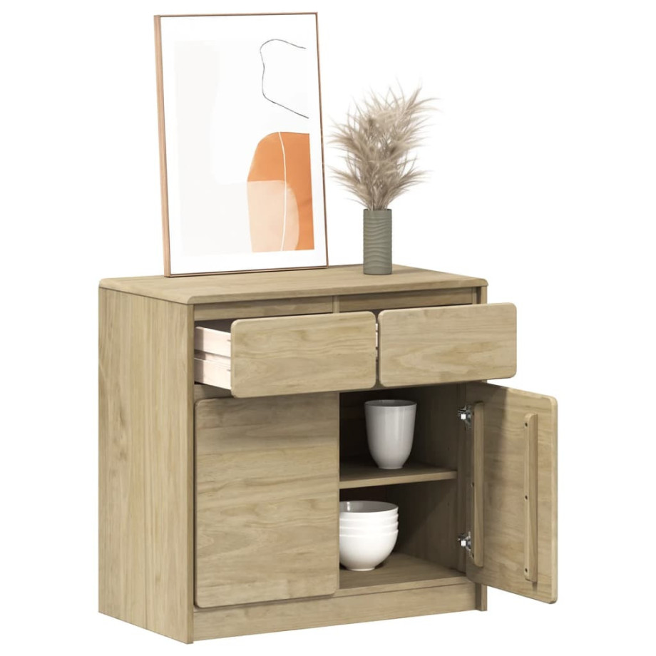 vidaXL Dressoir SAUDA 80x43x75,5 cm massief grenenhout eikenkleurig vidaXL Dressoir SAUDA 80x43x75,5 cm massief grenenhout eikenkleurig afbeelding 1