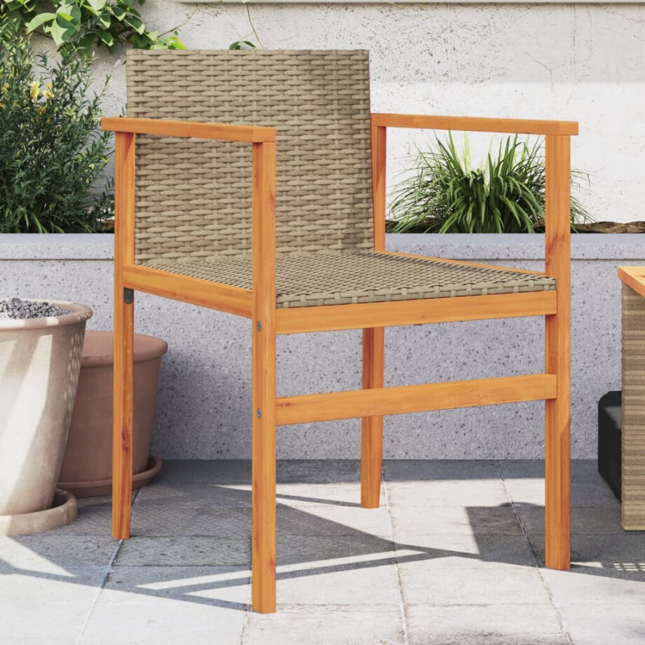 vidaXL Tuinstoelen 2 st poly rattan en massief hout beige vidaXL Tuinstoelen 2 st poly rattan en massief hout beige afbeelding 1