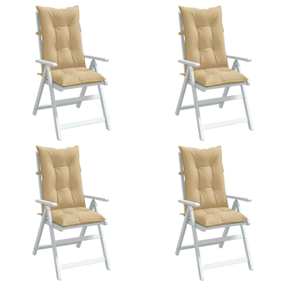vidaXL Stoelkussens 4 st hoge rug 120x50x7 cm stof gemêleerd beige vidaXL Stoelkussens 4 st hoge rug 120x50x7 cm stof gemêleerd beige afbeelding 1