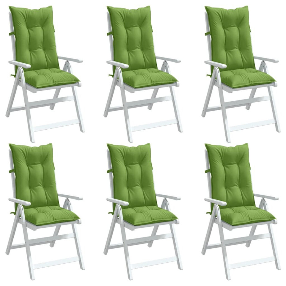 vidaXL Stoelkussens 6 st hoge rug 120x50x7 cm stof gemêleerd groen afbeelding 1
