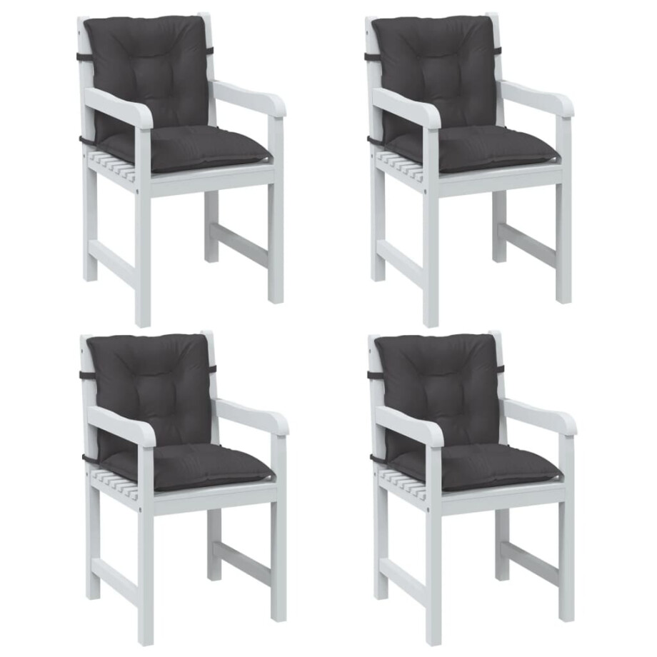 vidaXL Stoelkussens 4 st lage rug 100x50x7 cm stof gemêleerd antraciet vidaXL Stoelkussens 4 st lage rug 100x50x7 cm stof gemêleerd antraciet afbeelding 1