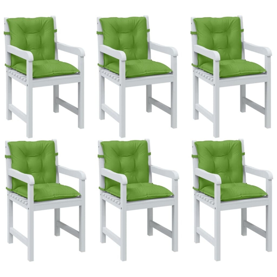 vidaXL Stoelkussens 6 st lage rug 100x50x7 cm stof gemêleerd groen afbeelding 1