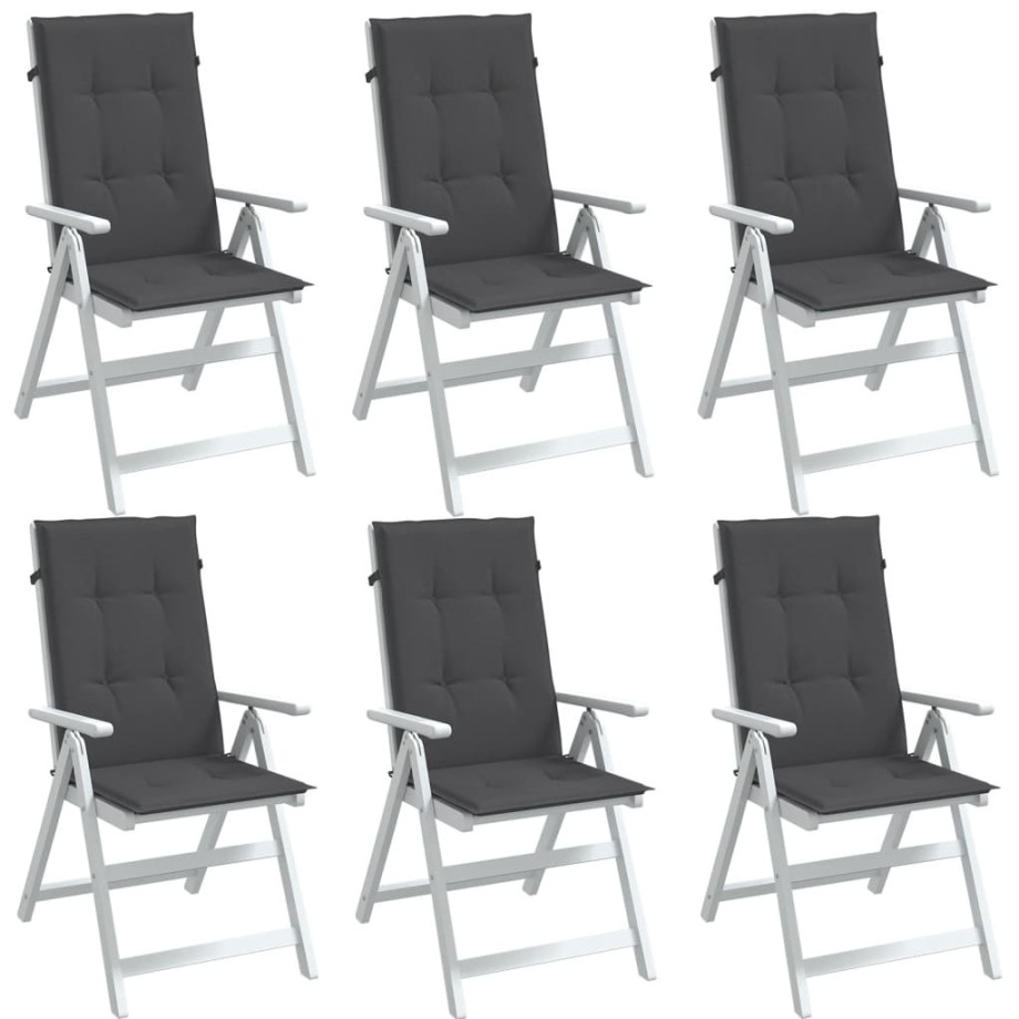 vidaXL Stoelkussens 6 st hoge rug 120x50x4 cm stof gemêleerd antraciet vidaXL Stoelkussens 6 st hoge rug 120x50x4 cm stof gemêleerd antraciet afbeelding 1