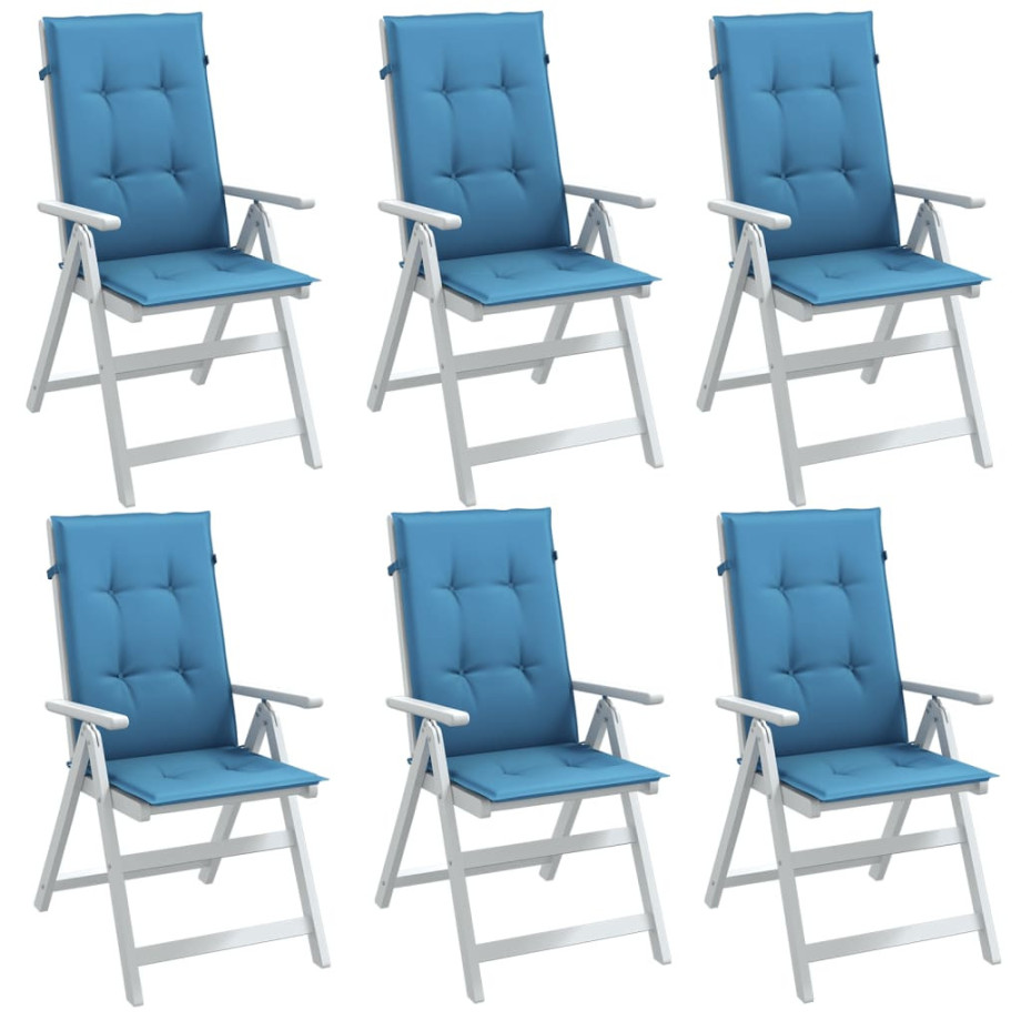 vidaXL Stoelkussens 6 st hoge rug 120x50x4 cm stof gemêleerd blauw vidaXL Stoelkussens 6 st hoge rug 120x50x4 cm stof gemêleerd blauw afbeelding 1