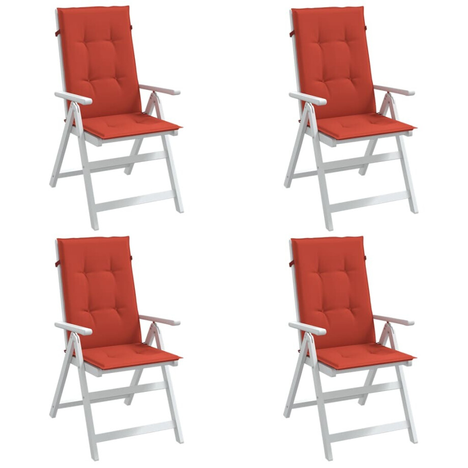 vidaXL Stoelkussens 4 st hoge rug 120x50x4 cm stof gemêleerd rood vidaXL Stoelkussens 4 st hoge rug 120x50x4 cm stof gemêleerd rood afbeelding 1